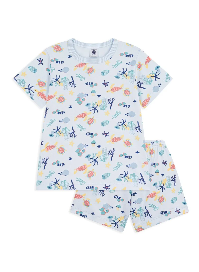 بيتي باتو Children's short glow-in-the-dark printed cotton pyjamas